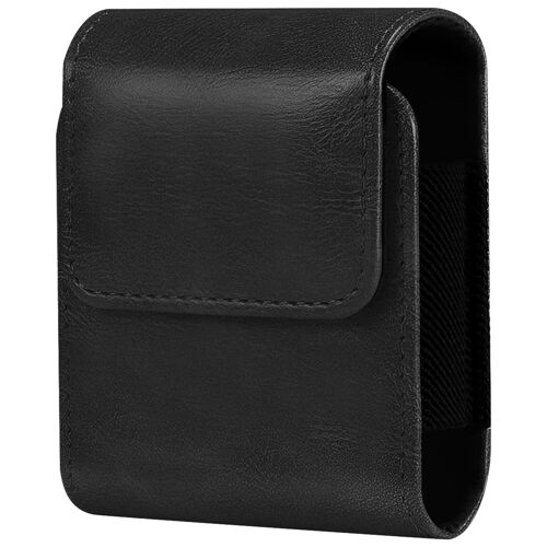 Étui Ceinture Universel pour Téléphone Pliable Cuir Fermeture Aimantée Noir