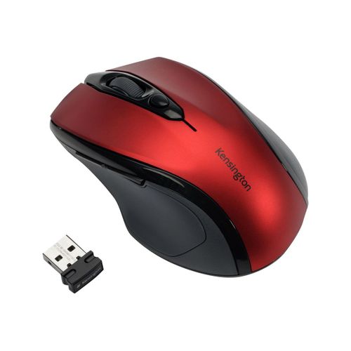 Kensington Pro Fit Mid-Size - Souris - pour droitiers - optique - sans fil - 2.4 GHz - récepteur sans fil USB - Rouge rubis