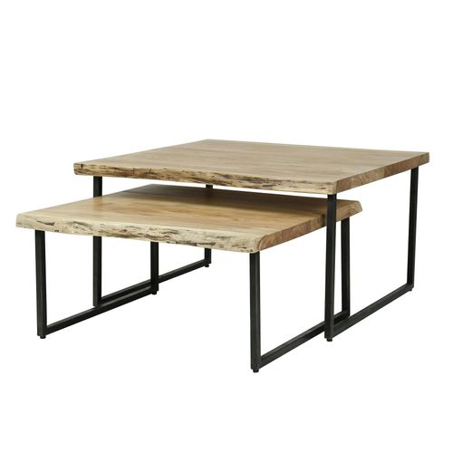 Lot De 2 Tables Basses Gigognes Bords Naturels En Acacia Massif
