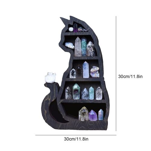 Étagère Murale En Bois De Cristal De Chat Dans La Lune, Affichage D'huiles Essentielles, Salon, Chambre À Coucher, Décor De Rangement À La Maison