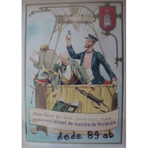Image Publicitaire Ancienne De L' Alcool De Menthe De Ricqlès (11.00x7.50cm)
