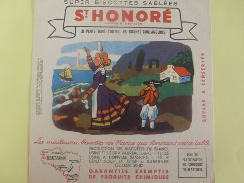 Buvard Publicitaire Biscottes St Honoré (Bretagne)