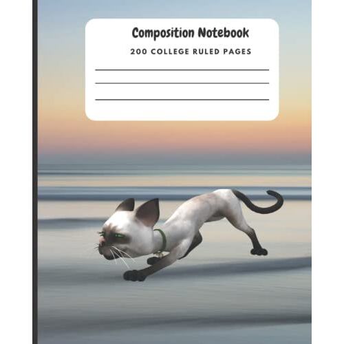 Composition Notebook Cat, Crouching: Composition Notebook Cat For Girls Or Boys, Cute Composition Notebook With Cats, 200 7.5x9.25 College Ruled Pages.