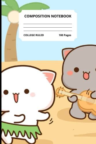 Kawaii Love Cats Beach Party Journal: Notebook Souvenir Diary 6x9in 100 College Ruled Pages