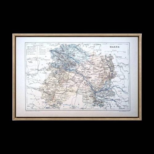 Carte de la Marne 1889 Authentique Vintage multicolore