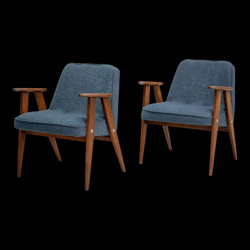Fauteuils Vintage Chierowski 366 Du Milieu Du Sicle Lot De 2 Bleu