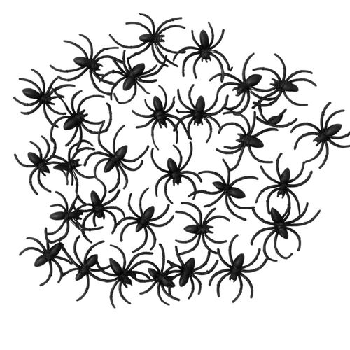 Lot de 100 Petites Araignées Noires 4cm en Plastique Décoration Halloween