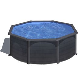 Piscine ronde acier Ø3,70m x H: 1,22m - Gris anthracite - Filtration à sable