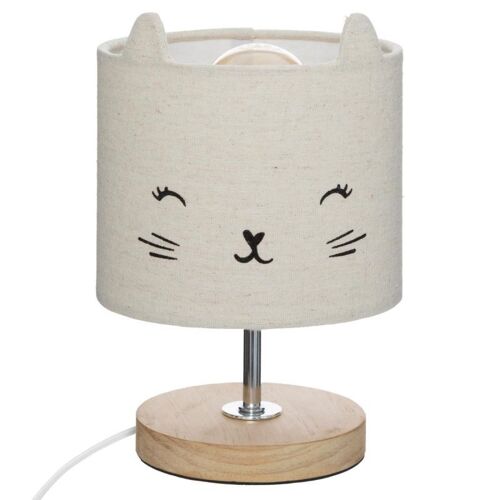 Lampe À Poser Déco "Chat" 21cm Gris