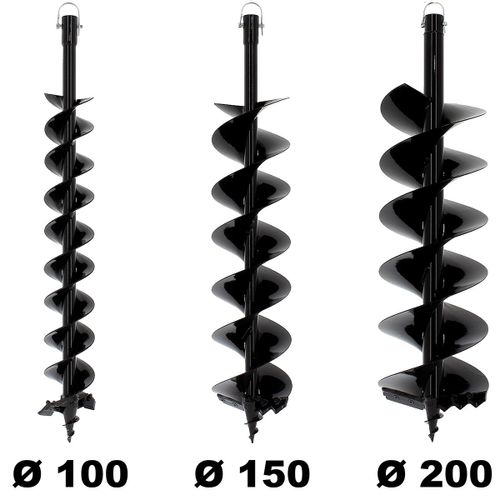 Lot de mèches SEMI-PROFESSIONNELLES Ø 100 + 150 + 200 mm pour tarière thermique
