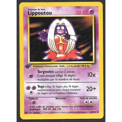 Carte Pokémon Lippoutou 31/102 [Premiere Edition 1] - Set De Base Wizards (Fr)
