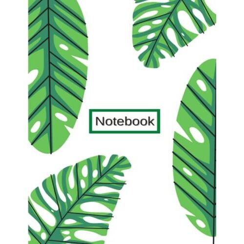 Notebook: Simple Leaf Print Composition Notebook - College Ruled 120 Pages - Large 8.5 X 11