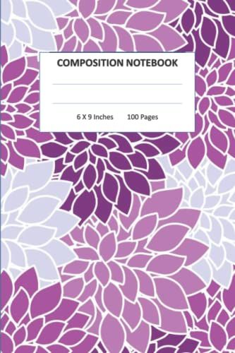 Composition Notebook: Composition Notebook: 6x9 College Ruled 100 Pages | Purple And Grey Floral Pattern