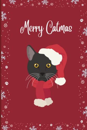 Merry Catmas Notebook: Christmas Themed Black Cat Journal, Cat Santa, 120 Pages Lined Notebook For Writing Notes, Soft Matte Cover, Cat Lovers Gift Ideas