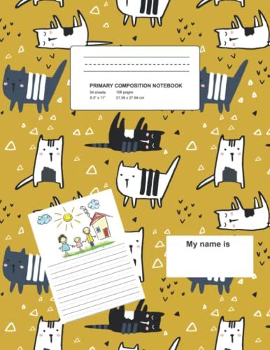 Primary Composition Notebook: Pretty Kitten Primary Journal Grades K-2 With Picture Space, Primary Story Journal (Primary Writing Journal For Kindergarten)