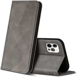Coque Pour Iphone 12 Pro Max, Premium De [Emplacements Cartes] [Magnetique], Clapet Folio Pour Iphone 12 Pro Max (Gris)