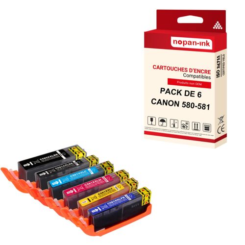 NOPAN-INK - x6 Cartouches compatibles pour CANON 580 XL - 581 XL 580XL - 581XL compatibles CANON Canon TS 8100 Series TS 8150 TS 8151 TS 8152 TS 8200
