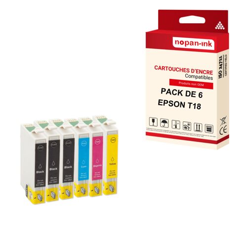 NOPAN-INK - x6 Cartouches compatibles pour EPSON T18 XL T18XL (Pâquerette ) compatibles EPSON Epson Expression Home XP-215 XP-215 XP-215 XP-215 XP-215