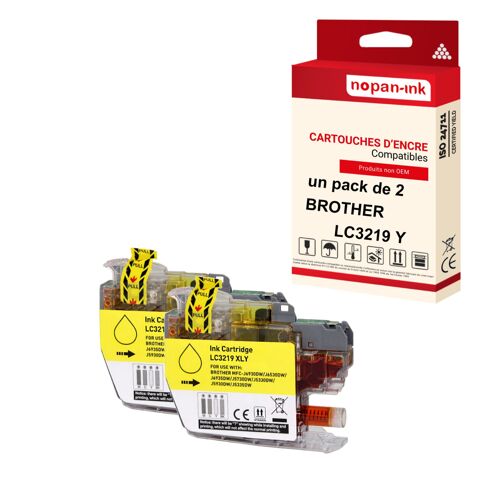 NOPAN-INK - x2 Cartouches compatibles pour BROTHER LC 3219 XL LC3219XL Jaune (Livres) pour Brother MFC-J 5330 DW 5330 DW XL 5335 DW 5730 DW 5830 DW 59