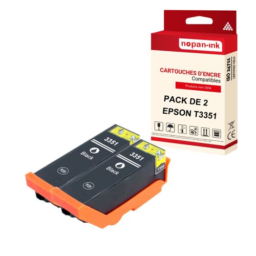 NOPAN-INK - x2 Cartouches compatibles pour EPSON T3351 XL T3351XL Noir (Orange) pour Epson Expression Premium XP-530 XP-540 XP-630 XP-635 XP-640 XP-64