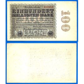 Allemagne 100000000 Mark 1923 100 Millions Marks Billet Uniface