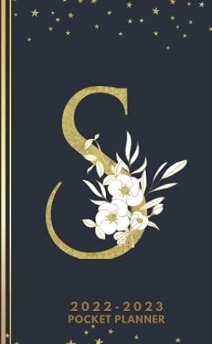 S Initial Monogram Pocket Planner 2022-2023: Small Monthly Calendar 24 Months Jan 22-Dec 23 With Federal Holidays, To Do List, And Note Pages. Gold & Black Cover