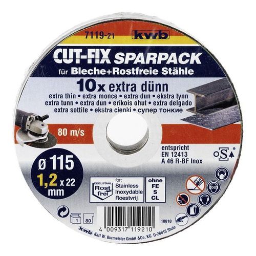 10 disques à tronçonner métaux 115x1,2 pour meuleuse