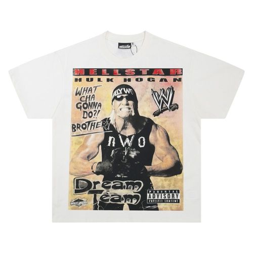 Hellstar T-Shirt Men Printed Oversized Hip Hip Tshirts Street Fashion Tee Shirts White,M
