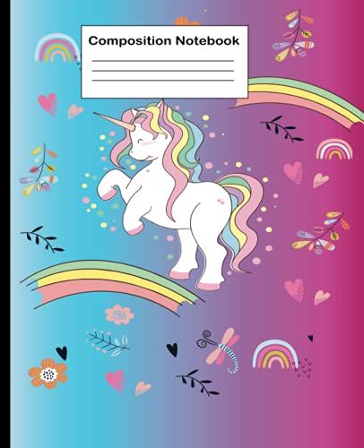 Composition Notebook: Unicorn Notebook: Wide Ruled Paper Notebook Journal | Pretty Unicorn Blue Pink Cover| Nifty Wide Blank Lined Workbook For Girls Boys Kids Teens Students