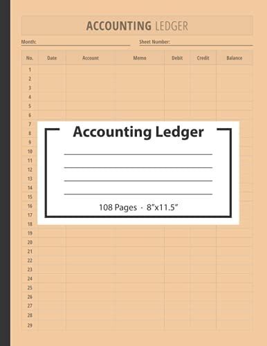 Accounting Ledger Book: Treasurer / Accountant Balance Sheet Notebook