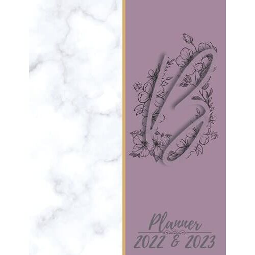 2022-2023 Planner: "B" Beautiful Purple Cover, Monthly & Daily Schedule Organizer For Women - Planner For Work Or Personal Use With A Inspirational Quotes, Cute Flowers - 8.5" 11"