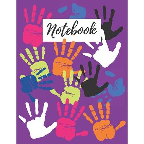 Notebook: 8.5x11 Kids Hand Print Design Blank Lined Notebook With 100 Pages