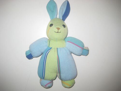 Doudou Peluche Tissu Lapin Vert Multicolore Nounours