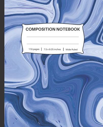 Marble Composition Notebook: Wide Ruled Marble Composition Notebook | Pretty Liquid Marble Cover For Girls And Boys