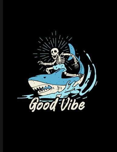 Skeleton On Shark Notebook: (8,5 X 11 Inches) 100 Pages Lined Paper