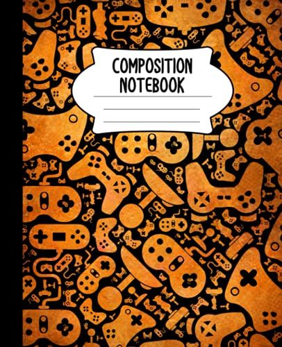 Composition Notebook: Video Game Controller Notebook | Orange, Wide-Ruled, 7.5 X 9.25, 110 Pages Journal / Notebook For Kids, Teens, Gamers And Adults