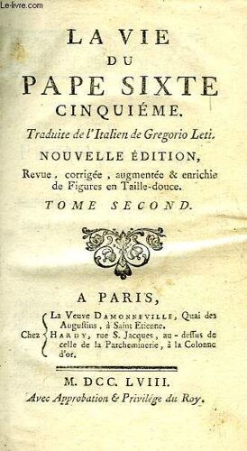 La Vie Du Pape Sixte Cinquieme, Tome Ii