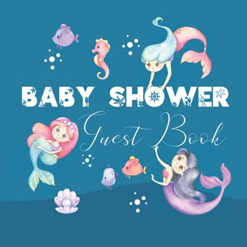 Baby Shower Guest Book: Sign In Keepsake Book With Gift Log For Baby Girl, Twins & Gender Reveal Party | Mermaid Theme
