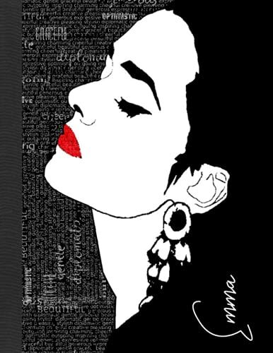 Emma Composition Notebook: Personalized Pop Art Style Beautiful Woman Wide Rule Lined Composition Notebook With Positive Attribute Subliminal ... Positive Attribute Word Cloud Design)
