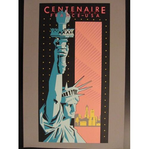 Dan Benesch, Centenaire France / Usa, 1886-1986, Sérigraphie Sur Papier Couché.