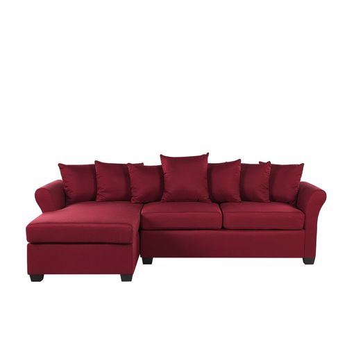 Canapé Angle Côté Droit En Tissu Rouge Foncé 3 Places Vikna