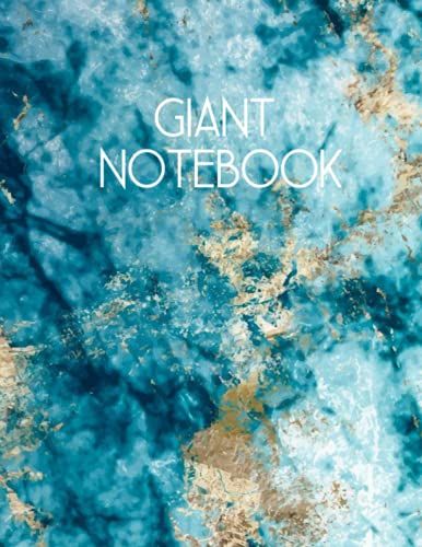 Giant Notebook (8.5 X 11 In 400 Lined Pages) Novelty Gift Huge Blue Gold Marble Journal College Ruled: For Kids, Students, High School, College, Professionals