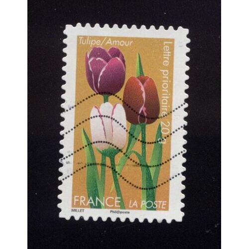 Timbre Oblitéré Used Stamp Selo Carimbado Carnet Dites-Le Avec Des Fleurs Tulipe Amour France 2012