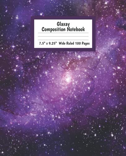 Galaxy Composition Notebook: Wide Ruled Paper Sized 7.5 X 9.25 Inches With 100 Pages