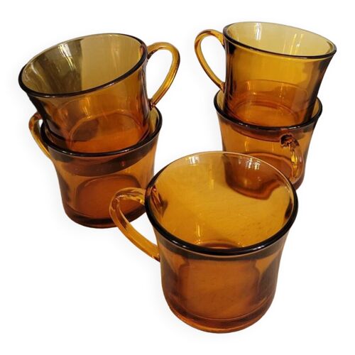 Lot De 5 Tasses Caf Duralex Ambr Orange