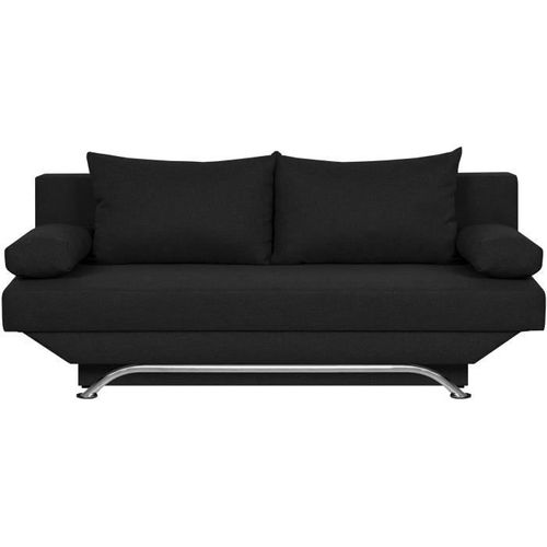 Teijo Banquette Convertible 3 Places Avec Coffre De Rangement - Tissu Noir - L 190 X P 84 X H 92 Cm