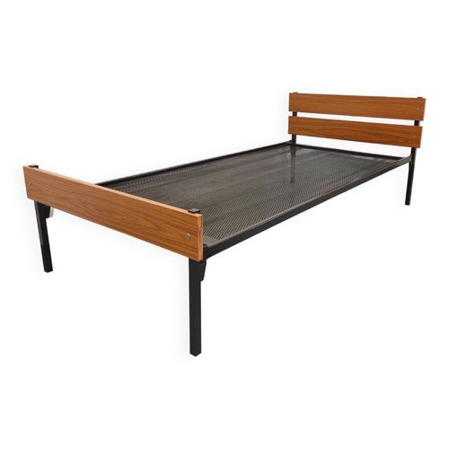 Lit Vintage Style Moderniste En Mtal Et Formica Type Teck Des Annes 60 Bois