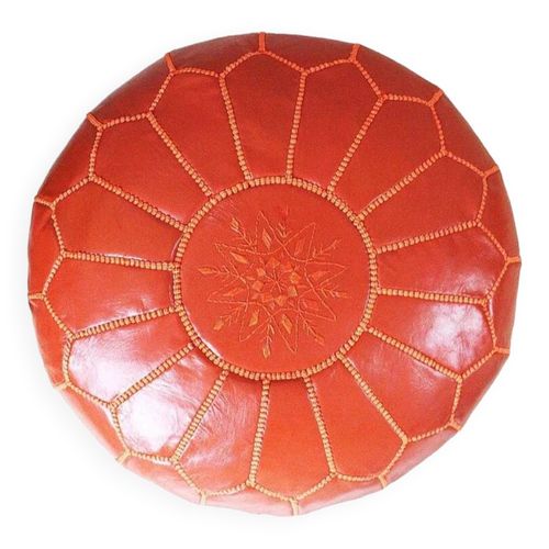 Pouf En Cuir Marocain Pouf Ottoman Marocain Pouf Marocain Orange Vintage Orange