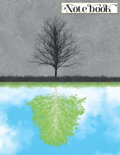 Notebook: Plain Wide Ruled Blank Composition Notebook With Softcover For Work, School And College Supplies | 100 Pages | Standard Size: 8.5 X 11 In | Stunning Day And Night Illusion Tree Cover