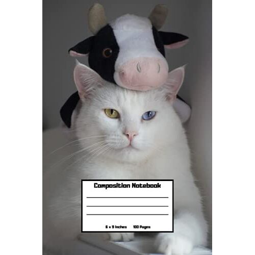 Cow Kitty: Cat Composition Notebook | Wide Ruled Paper Notebook | Wide Lined Workbook Journal For Kids, Teens, Students, Children, Girls, Boys, Adults | Soft Animal Cover Diary, Gift